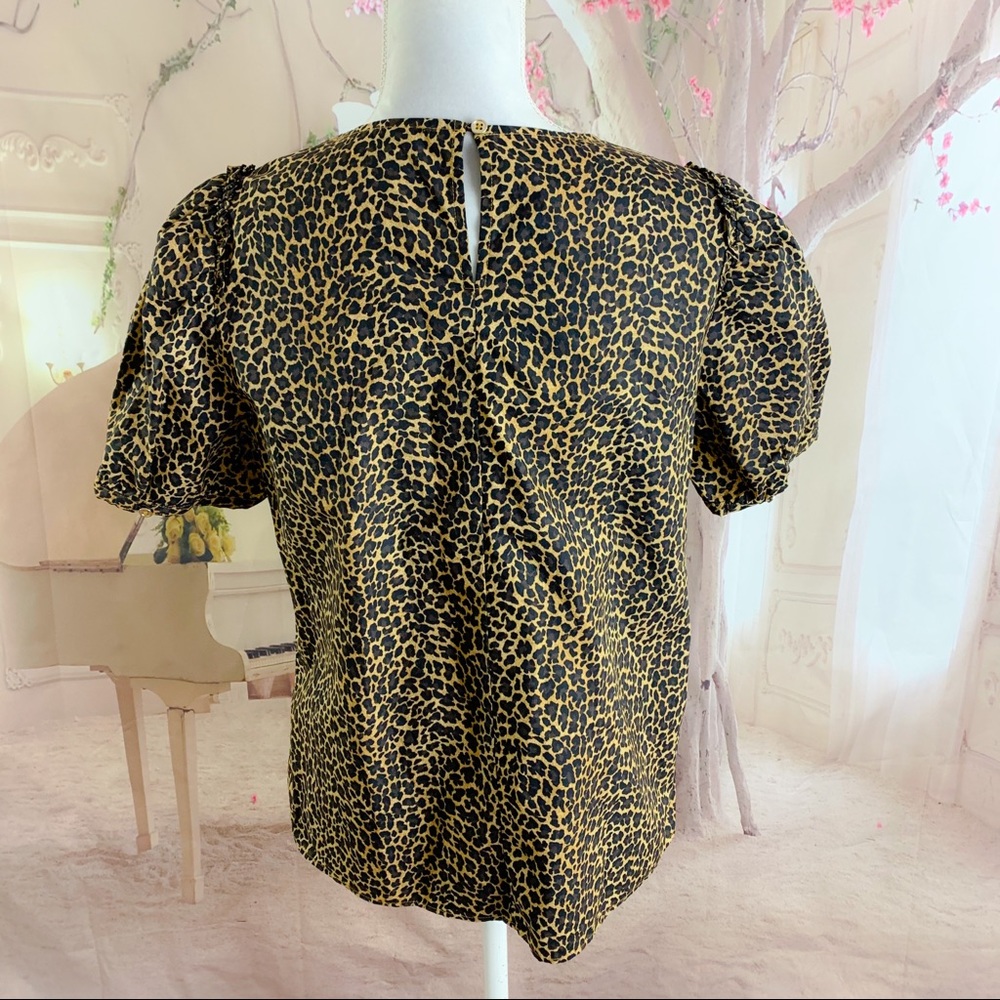 J Crew Puff-sleeve top in leopard print cotton pop - Picture 7 of 10